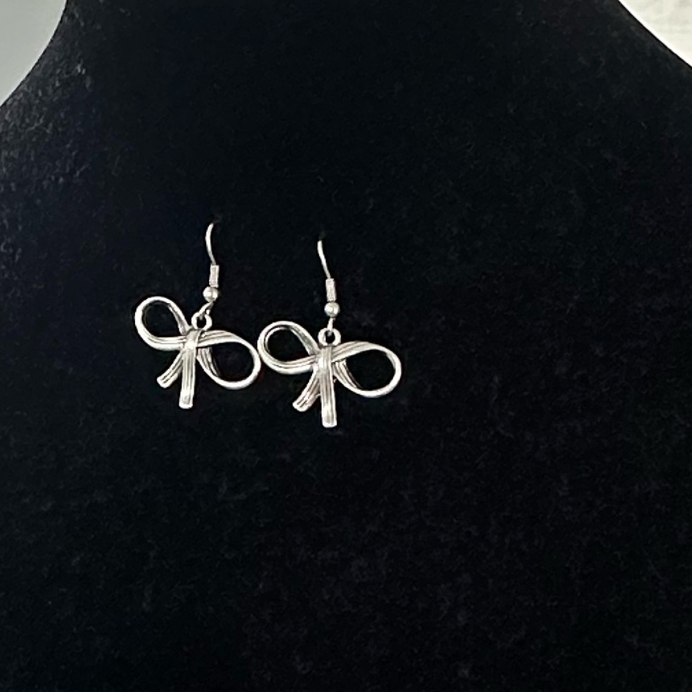 Elegant Silver Bow Earrings